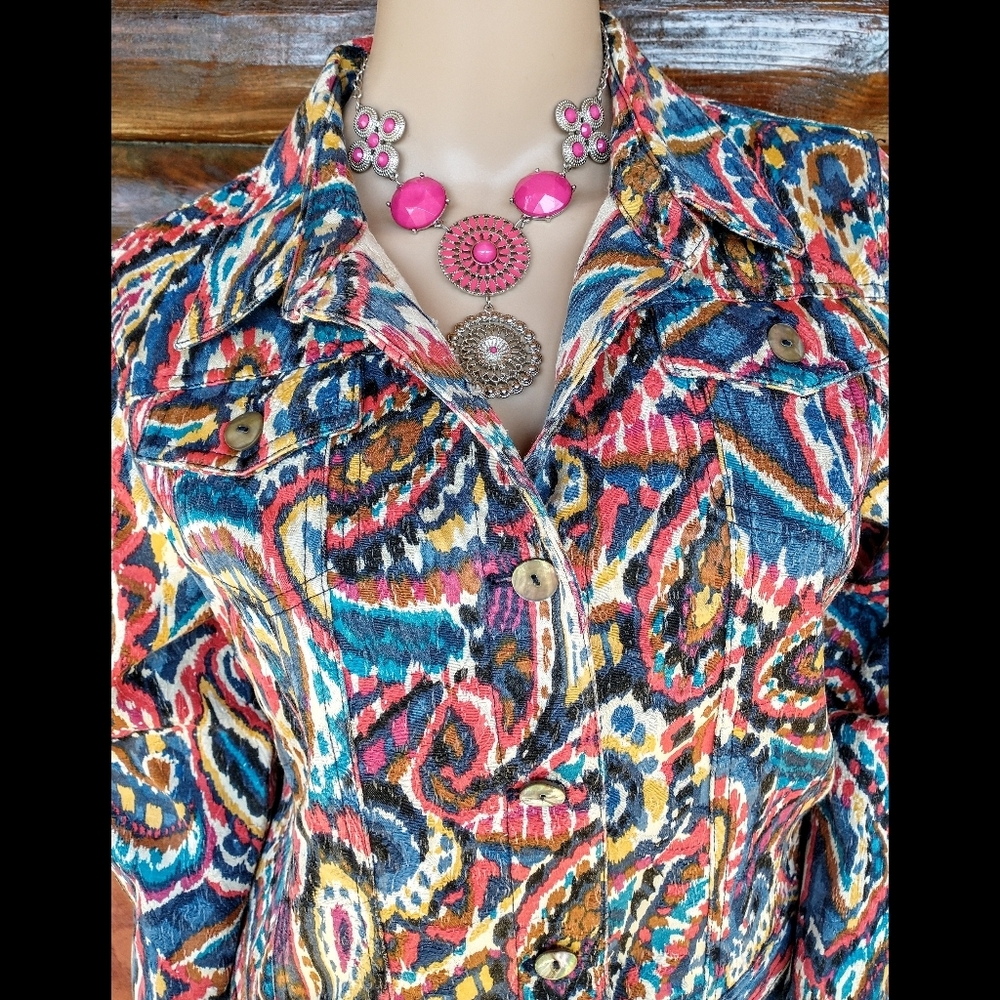 Ruby Rd. Petite Multi Colored Paisley Printed But… - image 3